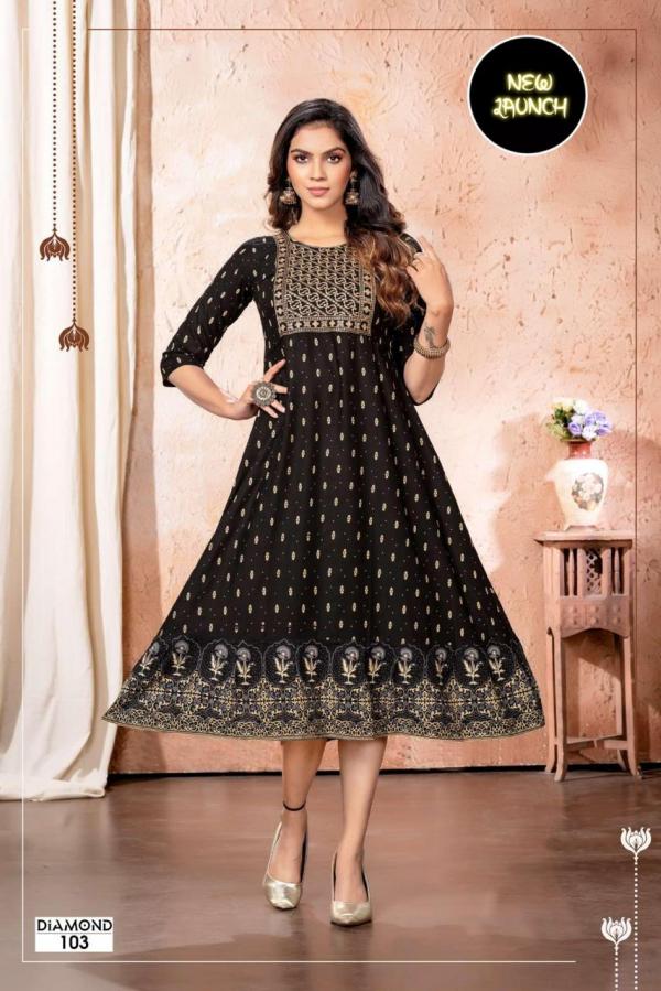 Golden Diamond Rayon Exclusive Fancy  Designer long Kurti Collection